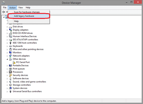 Windows 8 Device Manager, Add Hardware